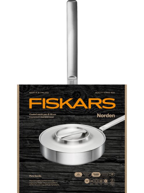 Fiskars Norden prémium acél párolóserpenyő, fedővel, 26 cm, kerámiabevonatos - 25 év garanciával