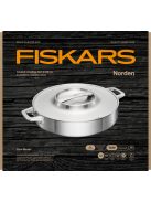 Fiskars Norden prémium acél sütőedény, fedővel, 28 cm, kerámiabevonatos - 25 év garanciával (1067635)