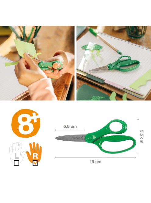 Fiskars Gyerekolló, 15 cm -  zöld