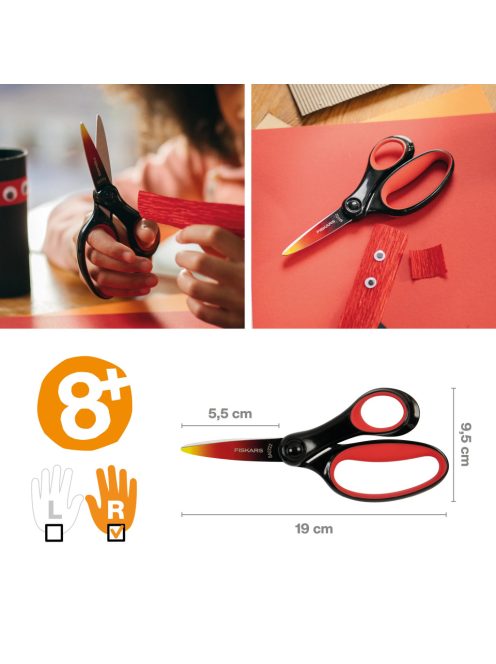 Fiskars Gyermek olló, 15 cm - Ombré piros