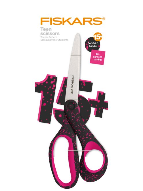 Fiskars Általános olló 20 cm-es, fekete-rózsaszín 15 éves kortól