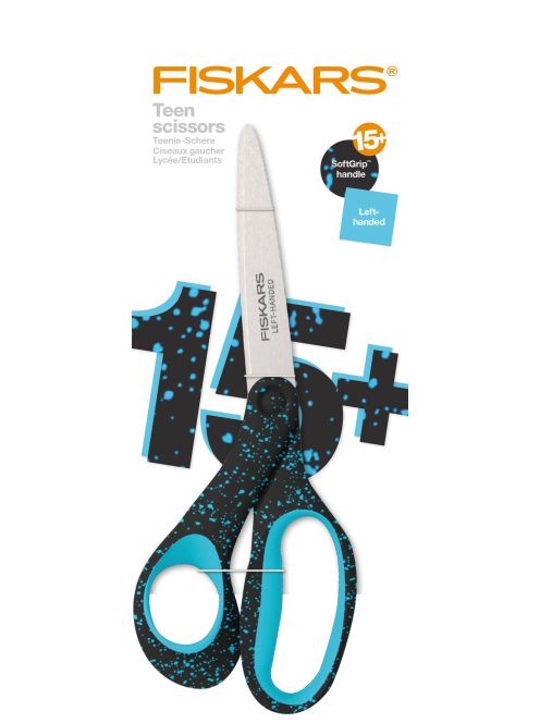 Fiskars Tinédzser olló, 20 cm, balkezes - foltos pávakék