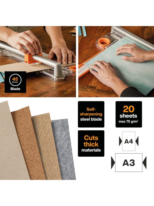 Fiskars Görgős Bypass vágóasztal A4, vastagabb anyagokhoz