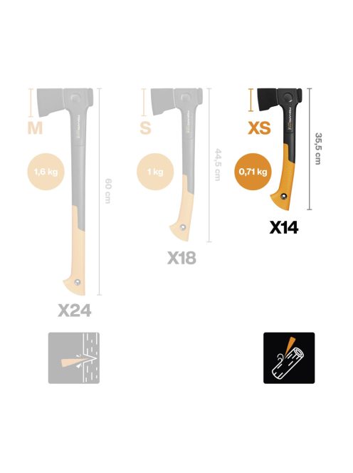 Fiskars X14 kemping fejsze XS - 25 év garanciával