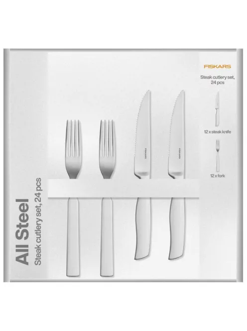 Fiskars All Steel steak evőeszközkészlet, 24 db-os, díszdobozos