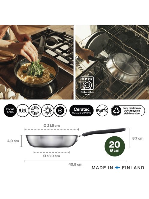 Fiskars Functional Form™ serpenyő, 20 cm, kerámia bevonattal