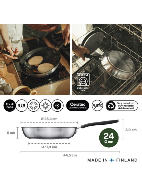 Fiskars Functional Form™ serpenyő, 24 cm, kerámia bevonattal