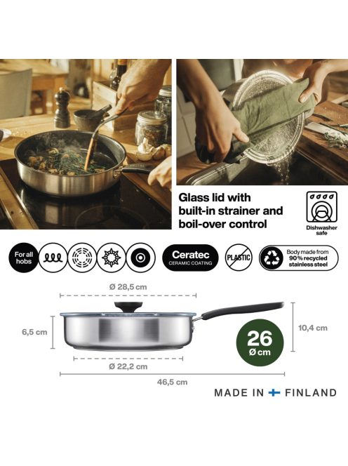 Fiskars Functional Form™ párolóserpenyő, 26 cm, kerámiabevonatos