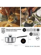 Fiskars Functional Form™ nyeles lábas fedővel, 1,5L, rozsdamentes acél