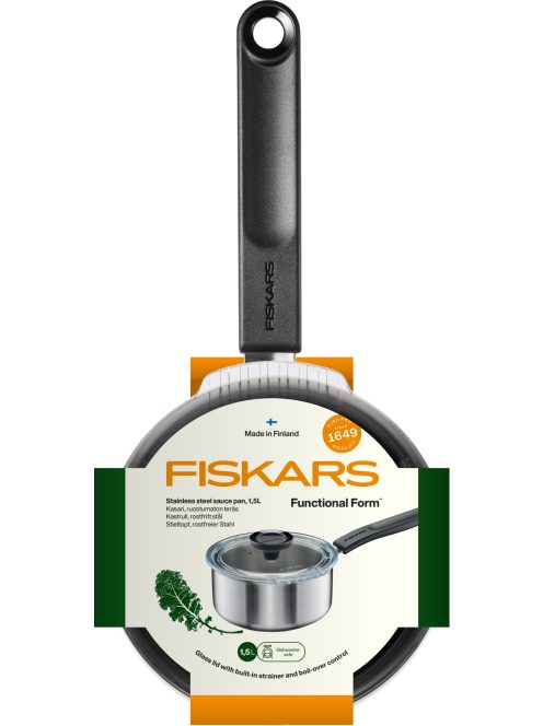 Fiskars Functional Form™ nyeles lábas fedővel, 1,5L, rozsdamentes acél