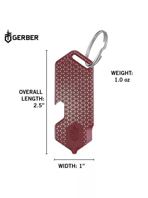 Gerber SHARD DT multifunkciós kulcstartóra rögzíthető szerszám, bordó, háromszög mintával