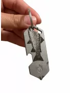 Gerber SHARD DT multifunkciós kulcstartóra rögzíthető szerszám, ezüst, hal mintával