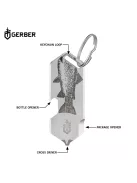 Gerber SHARD DT multifunkciós kulcstartóra rögzíthető szerszám, ezüst, hal mintával