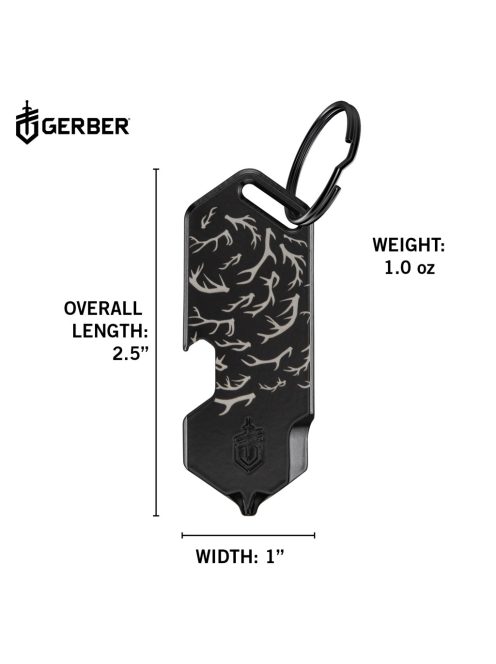 Gerber SHARD DT multifunkciós kulcstartóra rögzíthető szerszám, fekete, agancs mintával