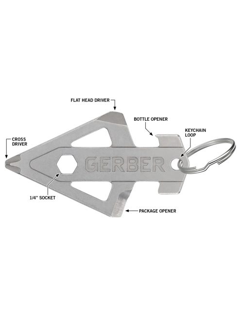 Gerber BROADHEAD kulcstartóra rögzíthető multifunkciós eszköz, ezüst