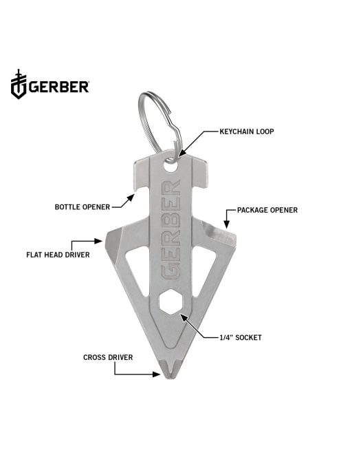 Gerber BROADHEAD kulcstartóra rögzíthető multifunkciós eszköz, ezüst