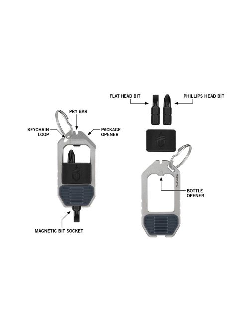 Gerber DRIVER kompakt csavarhúzó, 2 mágneses cserélhető bit-tel, kulcstartóra rögzíthető