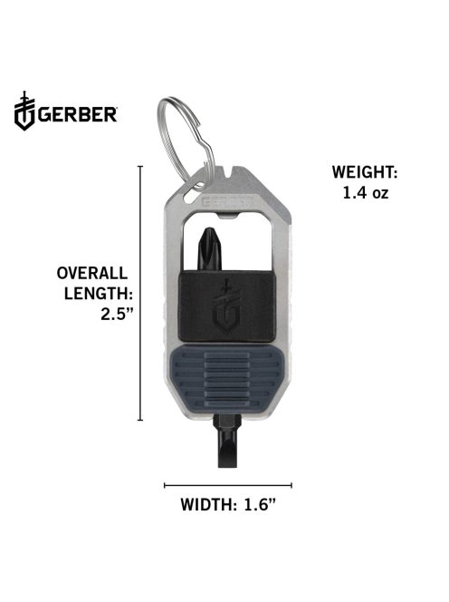 Gerber DRIVER kompakt csavarhúzó, 2 mágneses cserélhető bit-tel, kulcstartóra rögzíthető