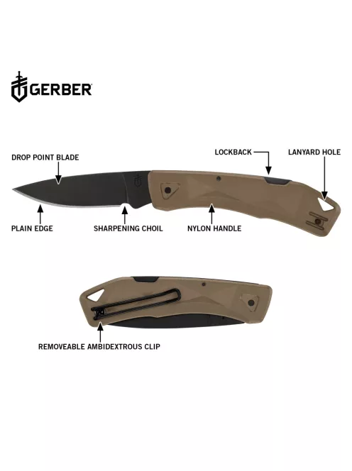 Gerber LST ULTRA zsebkés, övcsipesszel (bliszter), Coyote barna - 25 év garanciával