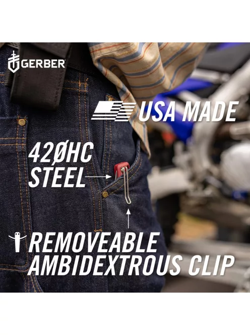 Gerber LST ULTRA zsebkés, övcsipesszel (bliszter), Piros - 25 év garanciával