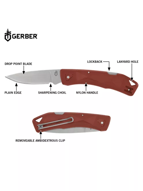 Gerber LST ULTRA zsebkés, övcsipesszel (bliszter), Piros - 25 év garanciával