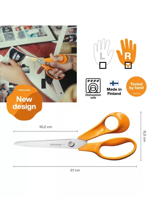 Fiskars Classic univerzális kézműves és textil olló, 21 cm - 25 év garanciával 