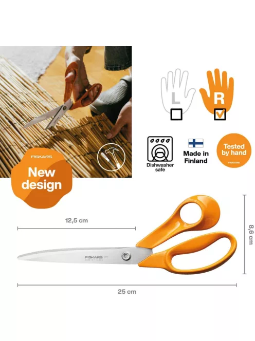 Fiskars Classic nagy univerzális barkácsolló, 25 cm - 25 év garanciával 