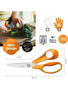   Fiskars Classic konyhai olló, recés, 18 cm - 25 év garanciával 