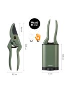 Fiskars Plant Care Metszőolló tartóval, olivazöld színű