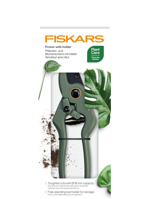 Fiskars Plant Care Metszőolló tartóval, olivazöld színű