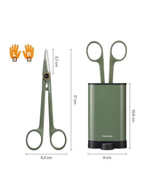 Fiskars Plant Care Növényápoló csípőolló tartóval, olivazöld színű