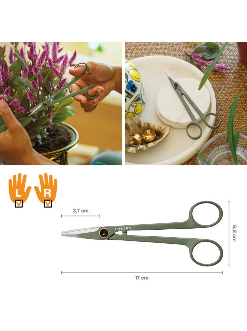 Fiskars Plant Care Növényápoló csípőolló tartóval, olivazöld színű
