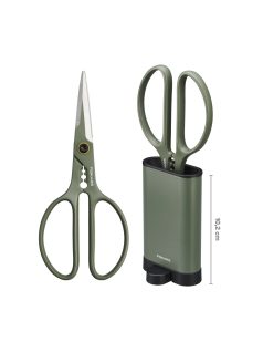   Fiskars Plant Care Növényápoló olló, tartóval, olivazöld színű (1075316)