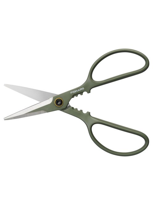 Fiskars Plant Care Növényápoló olló, tartóval, olivazöld színű
