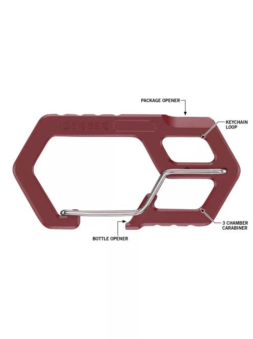 Gerber CARABINER, kulcstartóra rögzíthető, bordó