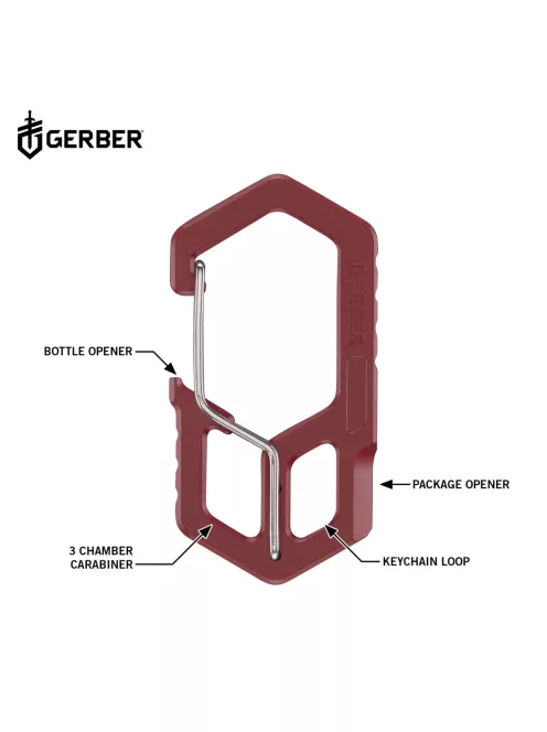 Gerber CARABINER, kulcstartóra rögzíthető, bordó