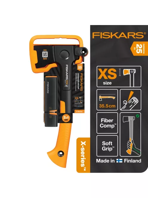 Fiskars X14 kemping fejsze XS + élező szett - 25 év garanciával (1075432)