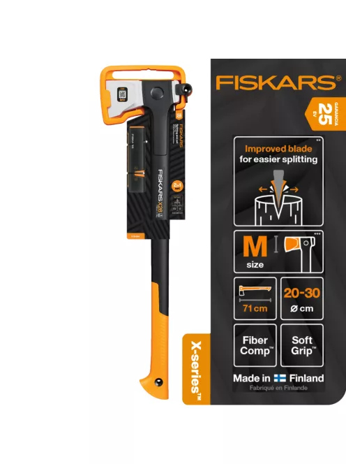 Fiskars X28 hasítófejsze M - 25 év garanciával + élező (1075433)