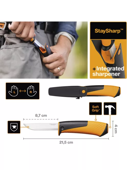 Fiskars X28 hasítófejsze M + univerzális kés - 25 év garanciával (1075434)