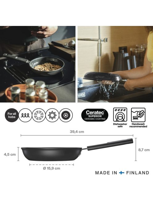 Fiskars Hard Face alumínium serpenyő, 20 cm, kerámiabevonatos