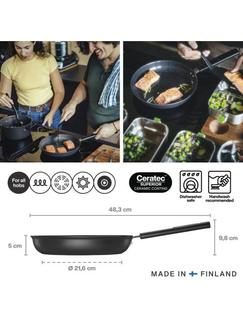 Fiskars Hard Face alumínium serpenyő, 26 cm, kerámiabevonatos