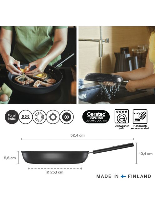 Fiskars Hard Face alumínium serpenyő, 30 cm, kerámiabevonatos