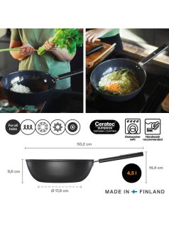 Fiskars Hard Face wok, 28 cm, kerámiabevonatos