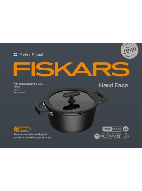Fiskars Hard Face alumínium lábas, 3,5 L, kerámiabevonatos