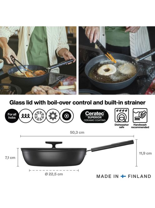 Fiskars Hard Face alumínium serpenyő, 28 cm, kerámiabevonatos