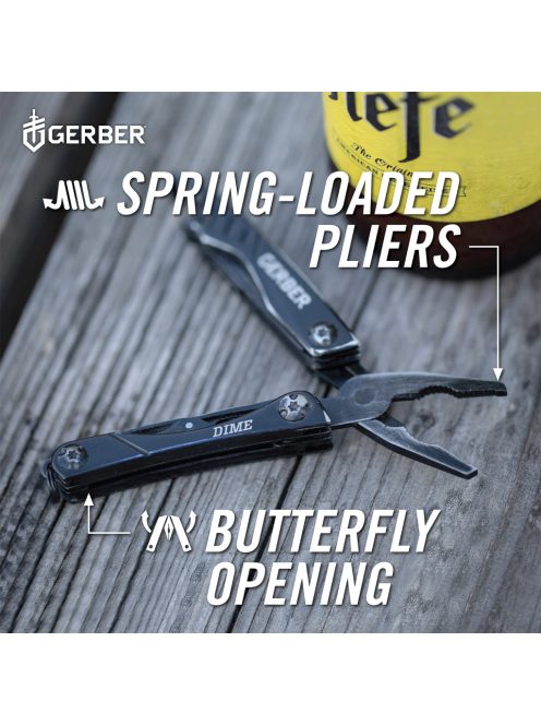 Gerber DIME kulcstartóra rögzíthető multiszerszám, fekete (Mini csomagolás)