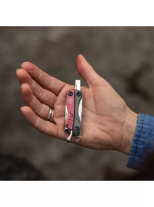 Gerber DIME kulcstartóra rögzíthető multiszerszám, bordó-fekete (Mini csomagolás)
