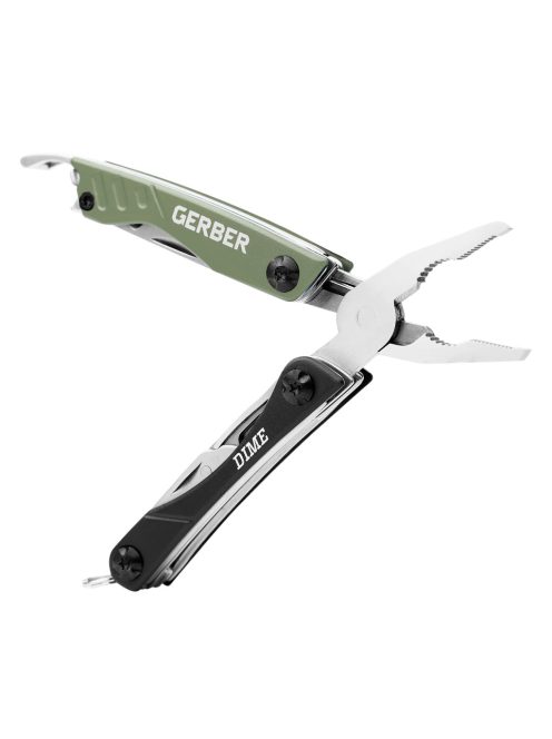 Gerber DIME kulcstartóra rögzíthető multiszerszám, zöld-fekete (Mini csomagolás)