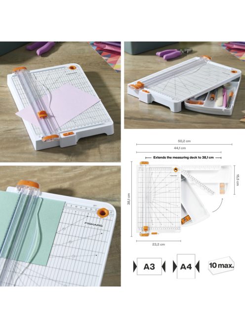 Fiskars SureCut™ vágóasztal A4, papírhoz, tároló rekesszel