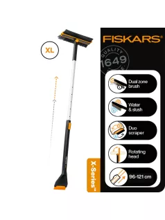   Fiskars X-series™ autós hóseprű/lehúzó és jégkaparó, forgatható fejjel, teleszkópos, XL (1078492)